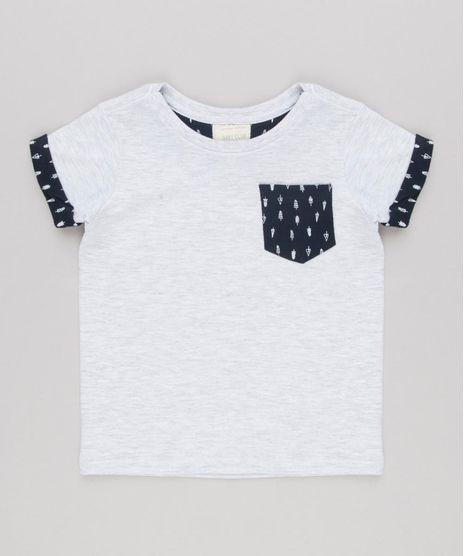 Camiseta-Infantil-com-Bolso-Estampado-Manga-Curta-Gola-Careca-em-Algodao---Sustentavel-Cinza-Mescla-Claro-9132287-Cinza_Mescla_Claro_1