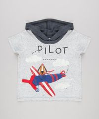 Camiseta-Infantil-com-Estampa-Interativa-Cachorro-com-Aviao-Manga-Curta-com-Capuz-Cinza-Mescla-Claro-9140336-Cinza_Mescla_Claro_1
