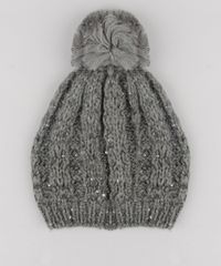 Gorro-Feminino-em-Trico-com-Paetes-e-Pompom-Cinza-8764824-Cinza_3