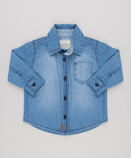 Camisa-Jeans-Infantil-Manga-Longa-com-Bolso-em-Algodao---Sustentavel-Azul-Medio-9158271-Azul_Medio_1