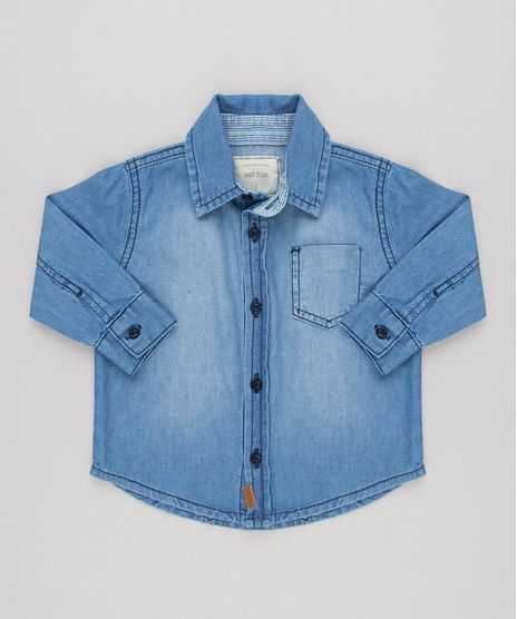 Camisa-Jeans-Infantil-Manga-Longa-com-Bolso-em-Algodao---Sustentavel-Azul-Medio-9158271-Azul_Medio_1