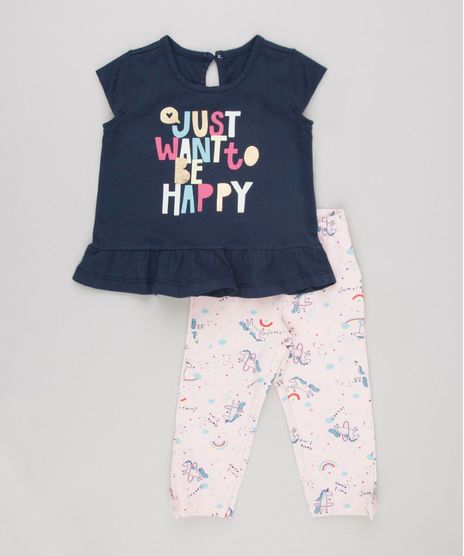 Conjunto-Infantil-de-Blusa-com-Babado-Manga-Curta-Azul-Marinho---Calca-Legging-Estampada-de-Unicornio-com-Laco-Rosa-Claro-9137713-Rosa_Claro_1