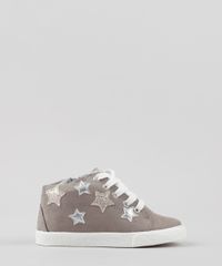 Tenis-Infantil-Cano-Alto-em-Suede-com-Estrelas-Metalizadas-Kaki-9092667-Kaki_1
