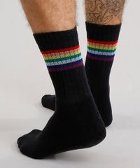Meia-Masculina-Cano-Longo-Divertida-com-Estampa-Arco-Iris-Preta-9076231-Preto_2
