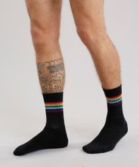Meia-Masculina-Cano-Longo-Divertida-com-Estampa-Arco-Iris-Preta-9076231-Preto_3