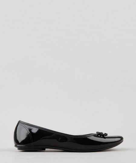 Sapatilha-Feminina-Bico-Redondo-em-Verniz-com-Laco-Preta-9185723-Preto_1