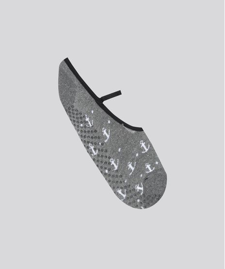Meia-Sapatilha-Estampada-de-Ancoras-Cinza-Mescla-Escuro-9114953-Cinza_Mescla_Escuro_1