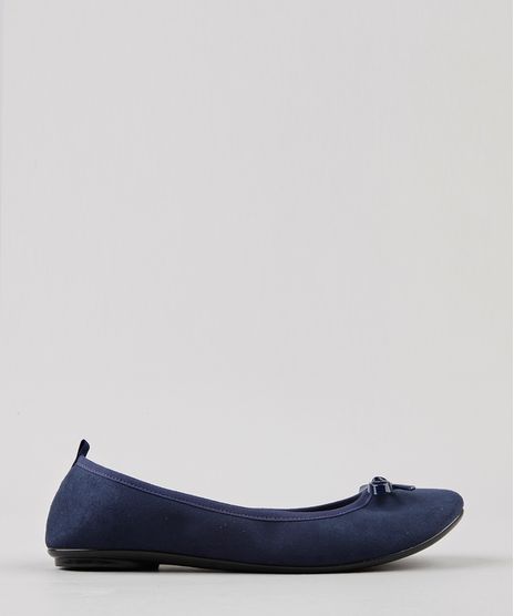 Sapatilha-Feminina-Bico-Redondo-em-Suede-com-Laco-Azul-Marinho-9185745-Azul_Marinho_1
