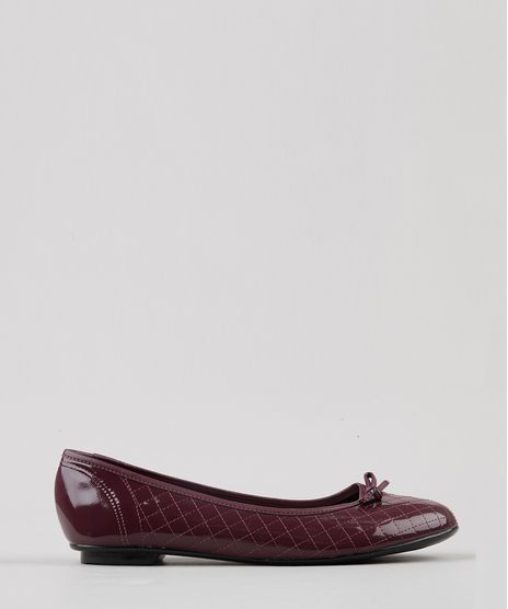 Sapatilha-Feminina-Bico-Redondo-em-Verniz-Matelasse-com-Laco-Vinho-9171787-Vinho_1