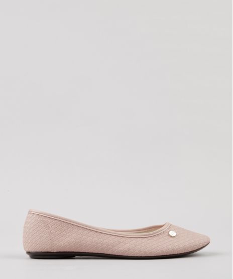Sapatilha-Feminina-Bico-Redondo-com-Textura-Tresse-Rosa-Claro-9172314-Rosa_Claro_1