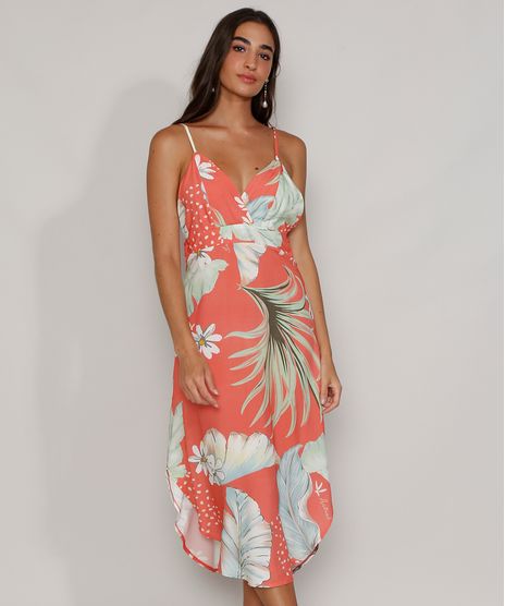 Vestido-Feminino-Midi-Estampado-Floral-com-Argola-Alca-Fina-Coral-9976487-Coral_1
