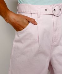 Calca-de-Sarja-Feminina-Baggy-Cintura-Super-Alta-com-Cinto-Rosa-Claro-9981892-Rosa_Claro_5