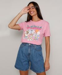 Camiseta-Feminina-Manga-Curta-Looney-Tunes-Decote-Redondo-Rosa-9964585-Rosa_6