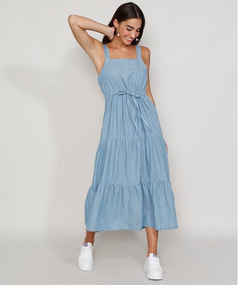 Vestido-Jeans-Feminino-Midi-com-Recortes-e-Amarracao-Alca-Larga-Azul-Claro-9982436-Azul_Claro_1