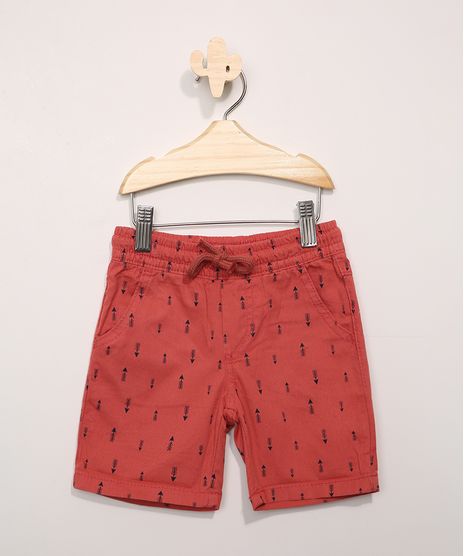 Bermuda-de-Sarja-Infantil-Estampado-de-Flechas-Coral-9979269-Coral_1