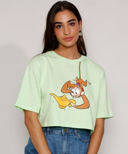 Camiseta-Feminina-Manga-Curta-Cropped-Ampla-Abu-Aladdin-Decote-Redondo-Verde-Claro-9983826-Verde_Claro_1
