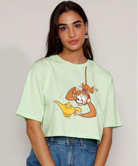 Camiseta-Feminina-Manga-Curta-Cropped-Ampla-Abu-Aladdin-Decote-Redondo-Verde-Claro-9983826-Verde_Claro_1