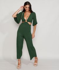 Macacao-Feminino-Pantacourt-Canelado-com-Vazado-e-Argola-Manga-Curta-Ampla-Verde-Escuro-9977674-Verde_Escuro_1