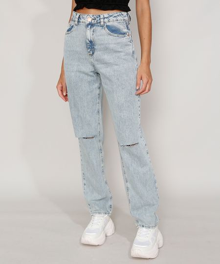 Calca-Jeans-Feminina-Reta-Cintura-Super-Alta-Marmorizada-com-Rasgos-no-Joelho-Azul-Claro-9985532-Azul_Claro_1 Calca-Jeans-Feminina-Reta-Cintura-Super-Alta-Marmorizada-com-Rasgos-no-Joelho-Azul-Claro-9985532-Azul_Claro_1