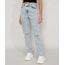 Calca-Jeans-Feminina-Reta-Cintura-Super-Alta-Marmorizada-com-Rasgos-no-Joelho-Azul-Claro-9985532-Azul_Claro_1
