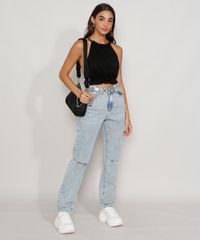 Calca-Jeans-Feminina-Reta-Cintura-Super-Alta-Marmorizada-com-Rasgos-no-Joelho-Azul-Claro-9985532-Azul_Claro_3