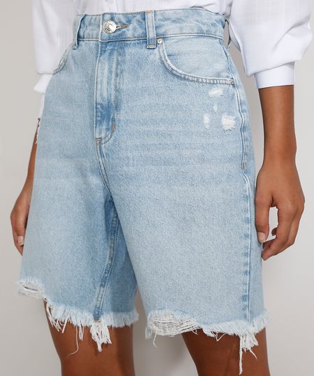 Bermuda-Jeans-Feminina-Cintura-Alta-Destroyed-Marmorizada-Azul-Claro-9985654-Azul_Claro_1 Bermuda-Jeans-Feminina-Cintura-Alta-Destroyed-Marmorizada-Azul-Claro-9985654-Azul_Claro_1