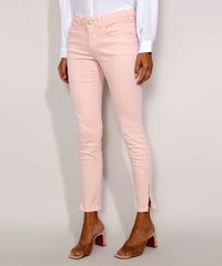 Calca-de-Sarja-Feminina-Super-Skinny-Cintura-Media-com-Ziper-na-Barra-Rosa-Claro-9975253-Rosa_Claro_1