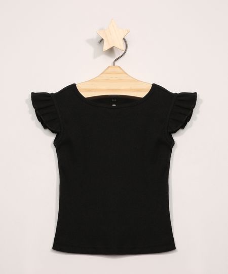 Blusa-Infantil-Manga-Curta-de-Babado-Preta-9979665-Preto_1