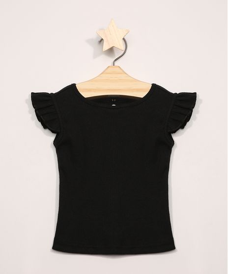 Blusa-Infantil-Manga-Curta-de-Babado-Preta-9979665-Preto_1