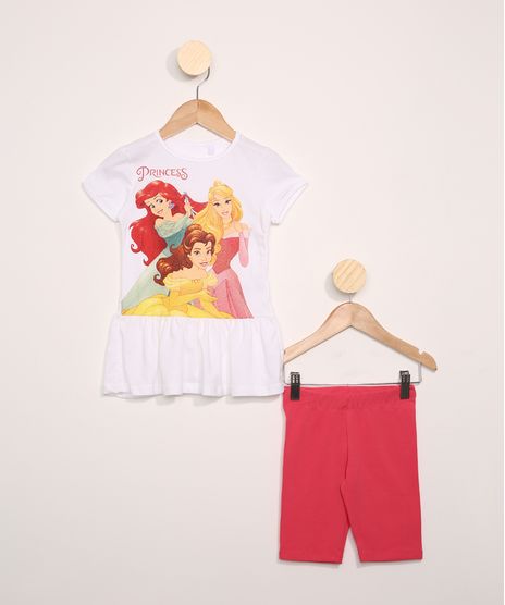 Conjunto-Infantil-de-Blusa-Manga-Curta-Princesas-com-Glitter-Off-White---Bermuda-Pink-9965408-Pink_1