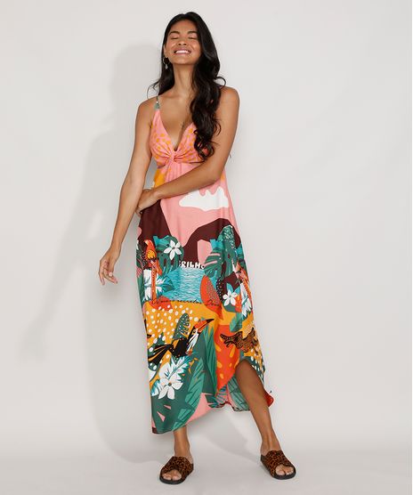 Vestido-Feminino-Midi-Estampado-Tropical-com-Vazado-Alca-Fina-Rosa-9970696-Rosa_1