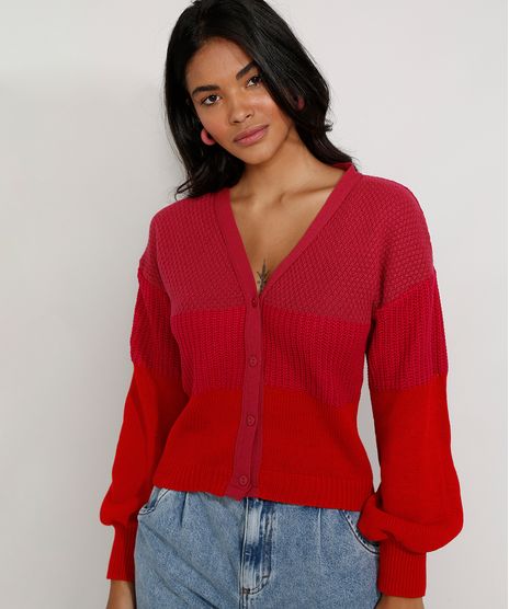 Cardigan-Feminino-de-Trico-Color-Block-Manga-Bufante-Decote-V-Multicor-9975422-Multicor_1