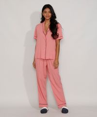 Pijama-Feminino-Camisa-com-Vivo-Contrastante-Manga-Curta-Rosa-9970141-Rosa_1