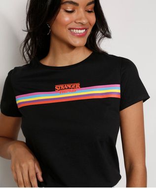 Camiseta-Feminina-Manga-Curta-Stranger-Things-com-Listras-Decote-Redondo-Preta-9973817-Preto_1