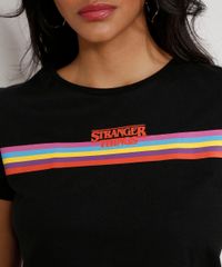 Camiseta-Feminina-Manga-Curta-Stranger-Things-com-Listras-Decote-Redondo-Preta-9973817-Preto_2