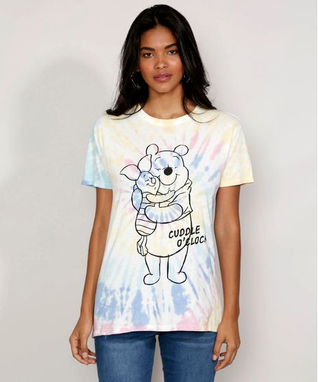 Camiseta-Feminina-Estampada-Tie-Dye-Manga-Curta-Ursinho-Pooh-e-Leitao-Ampla-Decote-Redondo-Multicor-9974869-Multicor_1