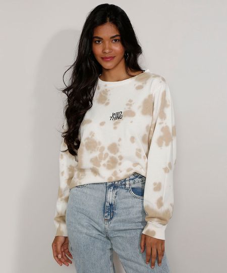 Blusa-de-Moletom-Feminina-Estampada-Tie-Dye--Wild-Thing--Decote-Redondo-Bege-9976650-Bege_1 Blusa-de-Moletom-Feminina-Estampada-Tie-Dye--Wild-Thing--Decote-Redondo-Bege-9976650-Bege_1