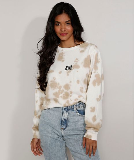 Blusa-de-Moletom-Feminina-Estampada-Tie-Dye--Wild-Thing--Decote-Redondo-Bege-9976650-Bege_1