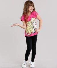 Blusa-Infantil-Barbie-com-Glitter-Manga-Curta-Decote-Redondo-em-Algodao---Sustentavel-Pink-9043897-Pink_3
