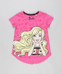 Blusa-Infantil-Barbie-com-Glitter-Manga-Curta-Decote-Redondo-em-Algodao---Sustentavel-Pink-9043897-Pink_5