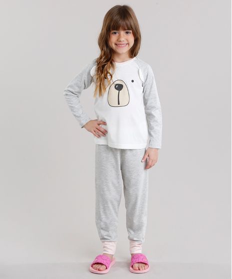 Pijama-infantil-Urso-Raglan-com-Manga-Longa-Cinza-Mescla-Claro-9132473-Cinza_Mescla_Claro_1