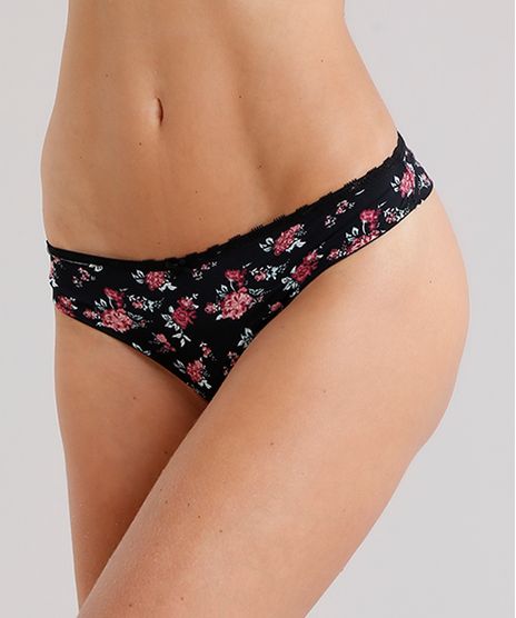 Calcinha-Feminina-Fio-Dental-Estampada-Floral-Preta-8969941-Preto_1