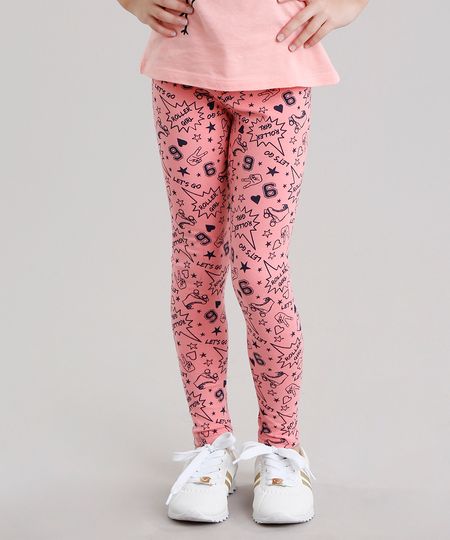 Calca-Infantil-Legging-Estampada-de-Estrelas-em-Algodao---Sustentavel-Rosa-9120275-Rosa_1