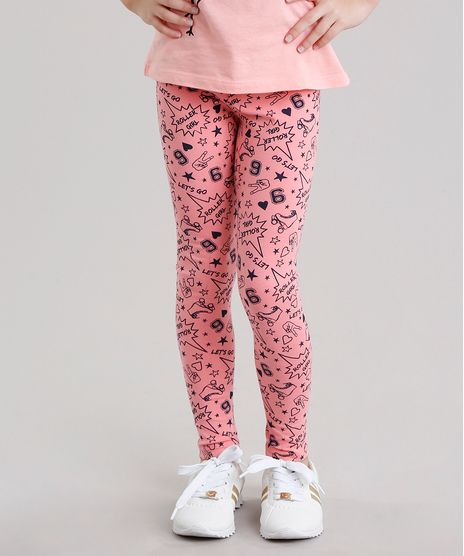 Calca-Infantil-Legging-Estampada-de-Estrelas-em-Algodao---Sustentavel-Rosa-9120275-Rosa_1