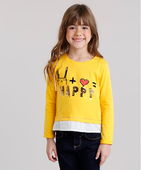 Blusa-Infantil---Happy--com-Paetes-e-Sobreposicao-Decote-Careca-Manga-Longa--Amarela-9132419-Amarelo_1