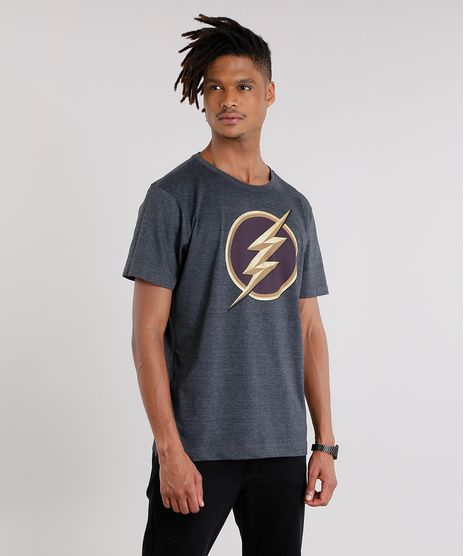 Camiseta-Masculina-The-Flash-Manga-Curta-Gola-Careca-Cinza-Mescla-Escuro-9142493-Cinza_Mescla_Escuro_1