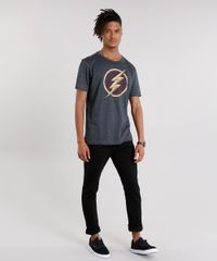 Camiseta-Masculina-The-Flash-Manga-Curta-Gola-Careca-Cinza-Mescla-Escuro-9142493-Cinza_Mescla_Escuro_3