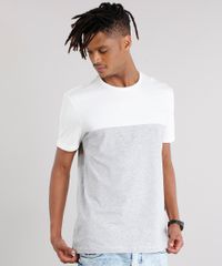 Camiseta-Masculina-com-Recorte-Listrado-Manga-Curta-Gola-Careca-Cinza-Mescla-Claro-9127317-Cinza_Mescla_Claro_1