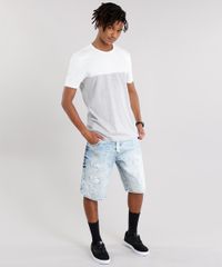Camiseta-Masculina-com-Recorte-Listrado-Manga-Curta-Gola-Careca-Cinza-Mescla-Claro-9127317-Cinza_Mescla_Claro_3