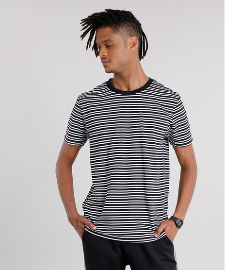 Camiseta-Masculina-Listrada-Manga-Curta-Gola-Careca-Preta-9127320-Preto_1